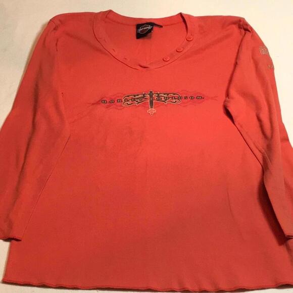Harley Davidson 3/4 sleeve vneck shirt - Picture 1 of 8